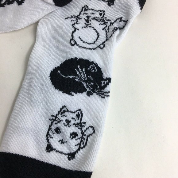 Rude Cat Womens Crew Socks Hot Topic Black White Meow Cats Kittens Kitty Fun New - Picture 7 of 12